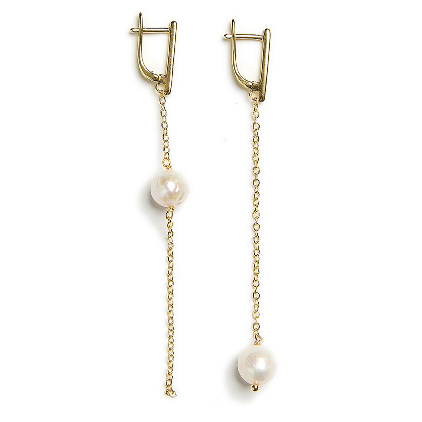 Изображение товара MORZA Серьги длинные с жемчугом бижутерия, золотой