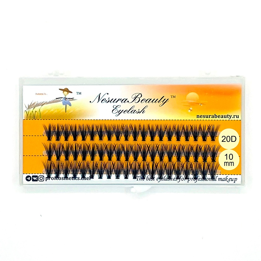 Изображение товара Накладные ресницы пучки 20D, 10 мм, 0.1, изгиб С от NESURABEAUTY