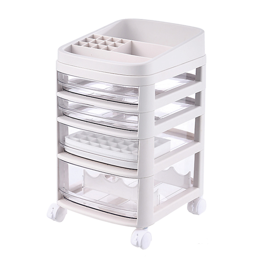 Изображение товара Стеллаж косметолога JOLI ANGEL 4 ящика и съемная полка белый профессиональный