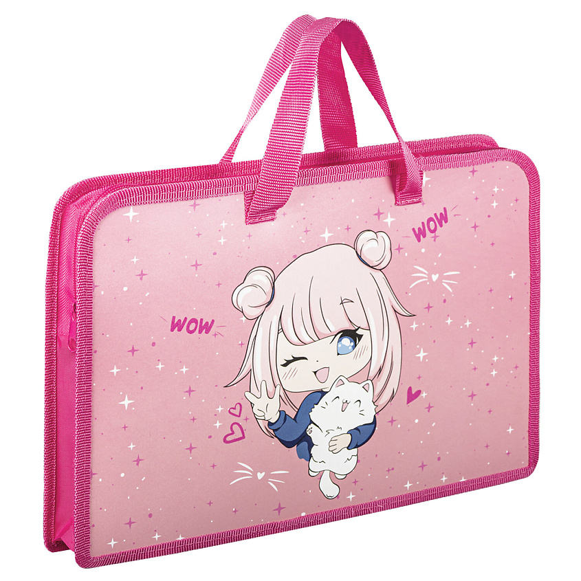 Изображение товара ЮНЛАНДИЯ Папка на молнии с ручками А4, 1 отделение,Ani, Розовый