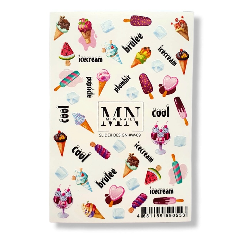 Изображение товара MIW NAILS Слайдер дизайн для ногтей W-09, простой и качественный дизайн