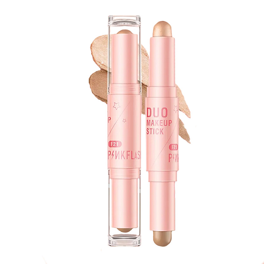 Изображение товара PINK FLASH Мультистик для лица 2в1 (хайлайтер/скульптор), №HS02 "Шампунь/Мокко"
