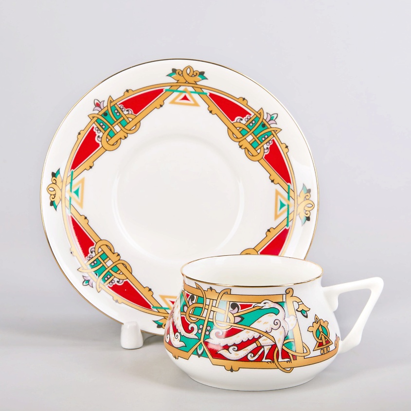 Изображение товара ИМПЕРАТОРСКИЙ ФАРФОРОВЫЙ ЗАВОД Чашка с блюдцем кофейная "Сказочные птицы", 1 шт.