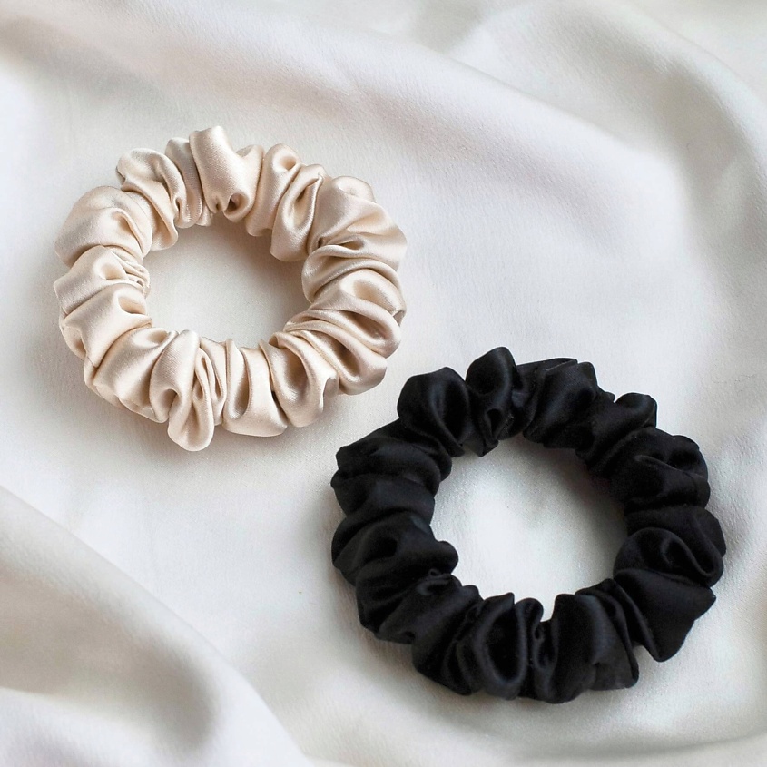 Изображение товара 8 HORAS OF SILK Набор из 2 средних резинок для волос, Midnight, Sand