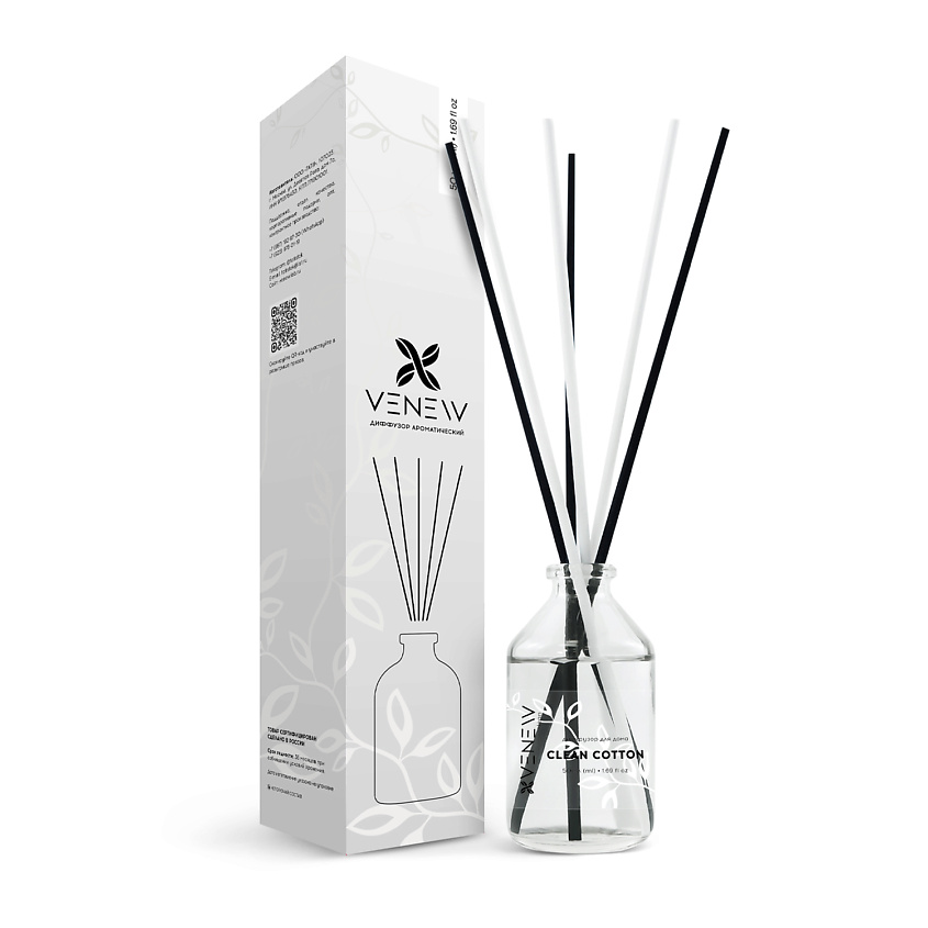Изображение товара VENEW ароматический диффузор Clean cotton 50 мл для дома и интерьера