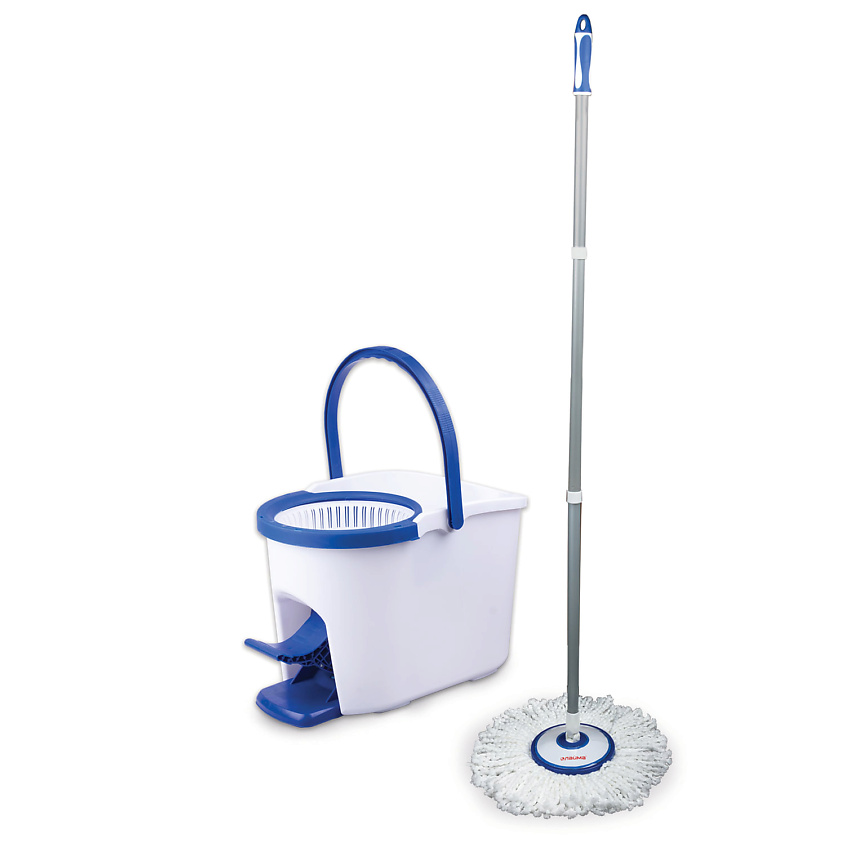 Изображение товара LAIMA Набор для уборки, ведро 11л/5л с отжимом, швабра с круглой насадкой, Белый, 1 шт.