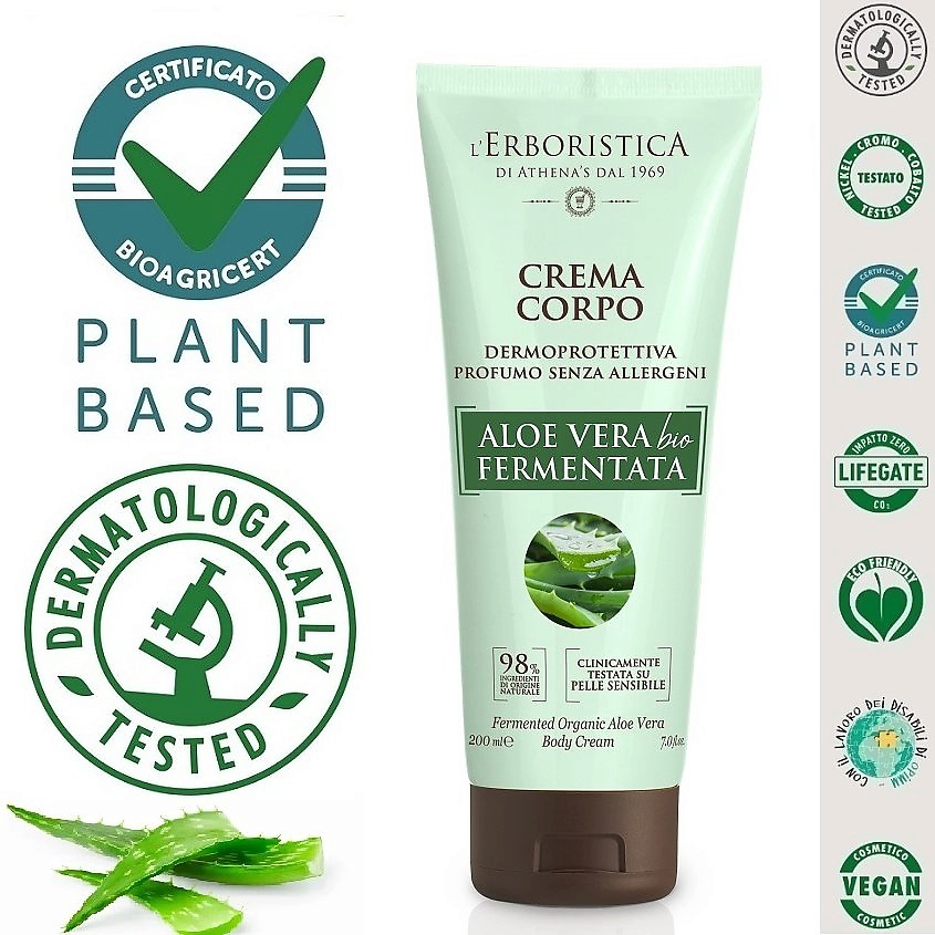 Изображение товара L`ERBORISTICA Натуральный Крем для тела парфюмированный с органическим ферментированным алоэ вера, 200 мл