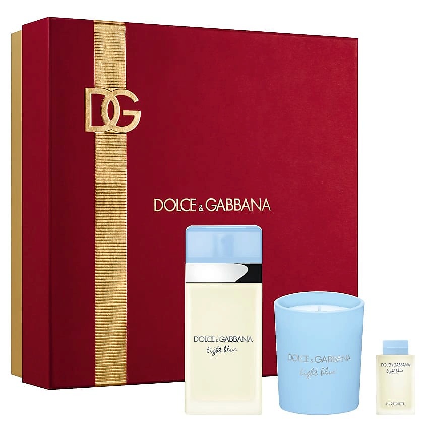 Изображение товара DOLCE&GABBANA Подарочный набор Light Blue, Туалетная вода, спрей 50 мл + Свеча 70 г + Миниатюра 4,5 мл