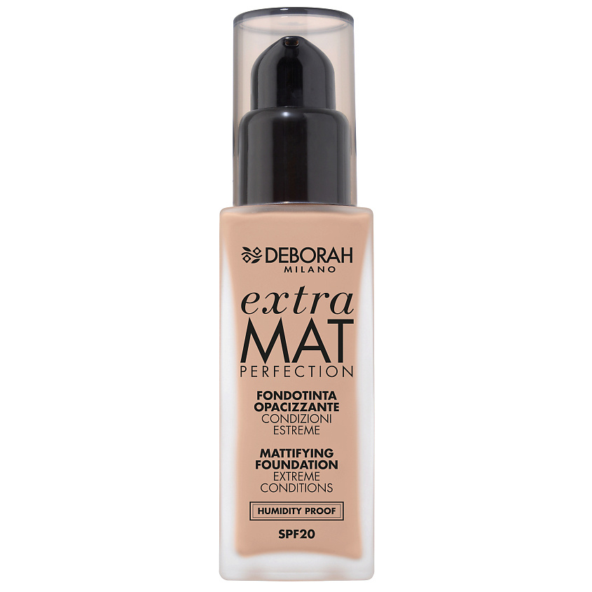 Изображение товара DEBORAH MILANO Тональная основа матирующая EXTRA MAT PERFECTION MATTIFYING FOUNDATION, № 02 бежевый, 30 мл