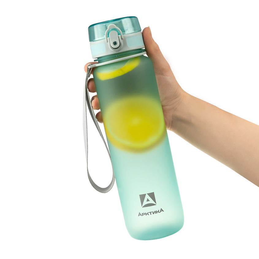 Изображение товара Бутылка для воды Арктика 1 л тритан с ситечком и ремешком голубая
