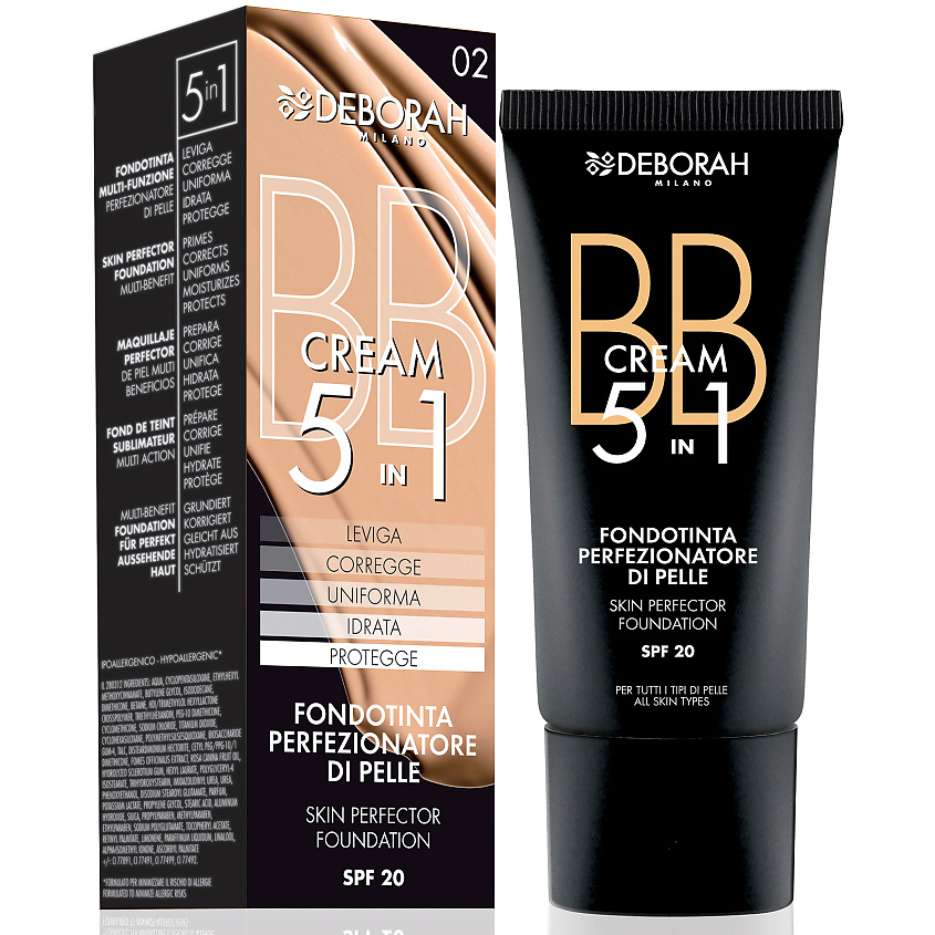 Изображение товара DEBORAH MILANO Тональный ВВ-крем BB CREAM 5 IN 1 SKIN PERFECTOR FOUNDATION, № 01 белоснежный, 30 мл