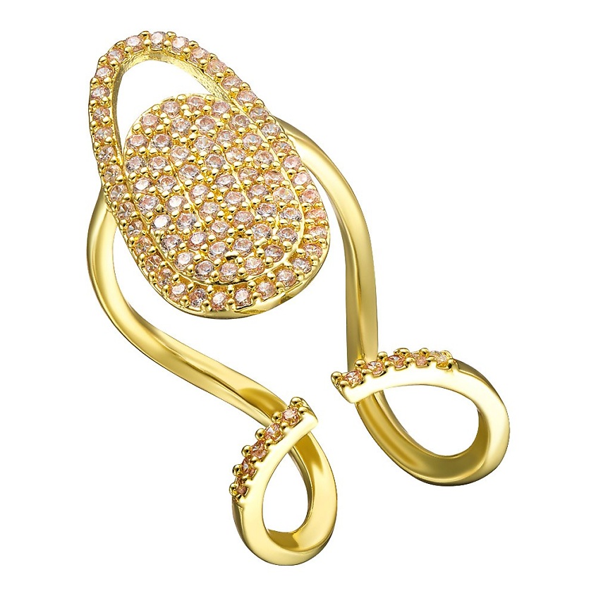 Изображение товара UVI JEWELLERY Золотистое кольцо на фалангу с прозрачными кристаллами, цвет: золотой, размер: 14