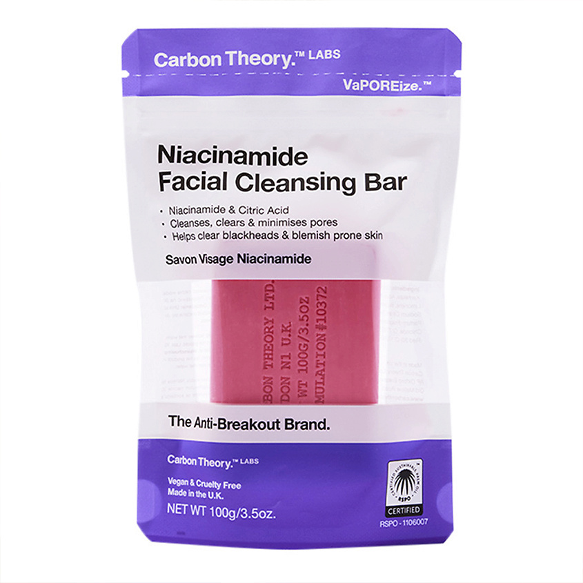 Изображение товара CARBON THEORY Мыло для лица Niacinamide Facial Cleansing Bar, 100 г Изображение товара CARBON THEORY Мыло для лица Niacinamide Facial Cleansing Bar, 100 г