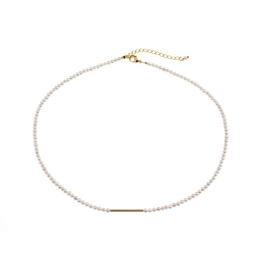 Изображение товара Морza Колье из натурального жемчуга с черной шпинелью и позолотой