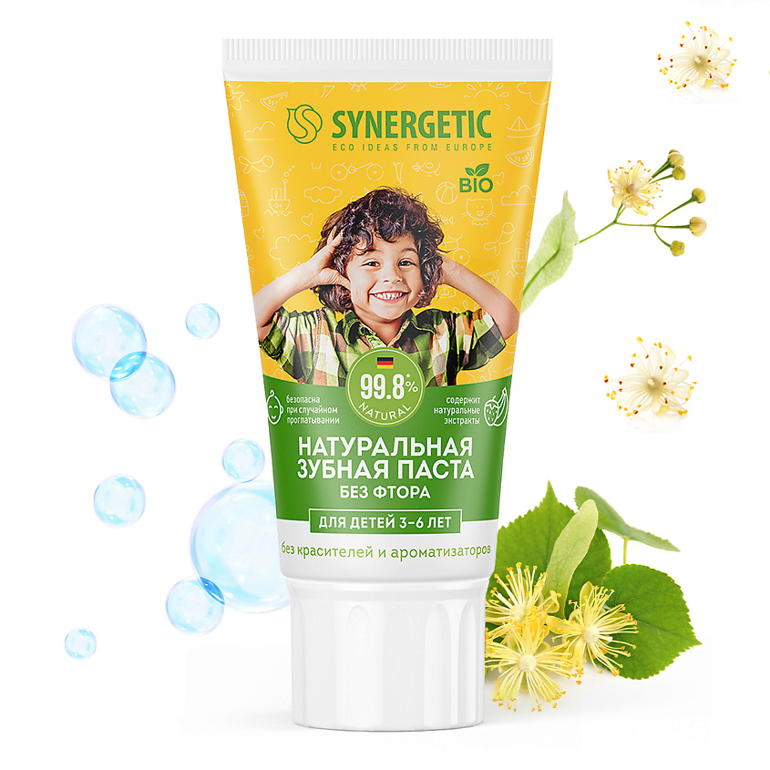 Изображение товара SYNERGETIC Детская зубная паста клубничка и банан, от 3 до 6 лет, 50 г