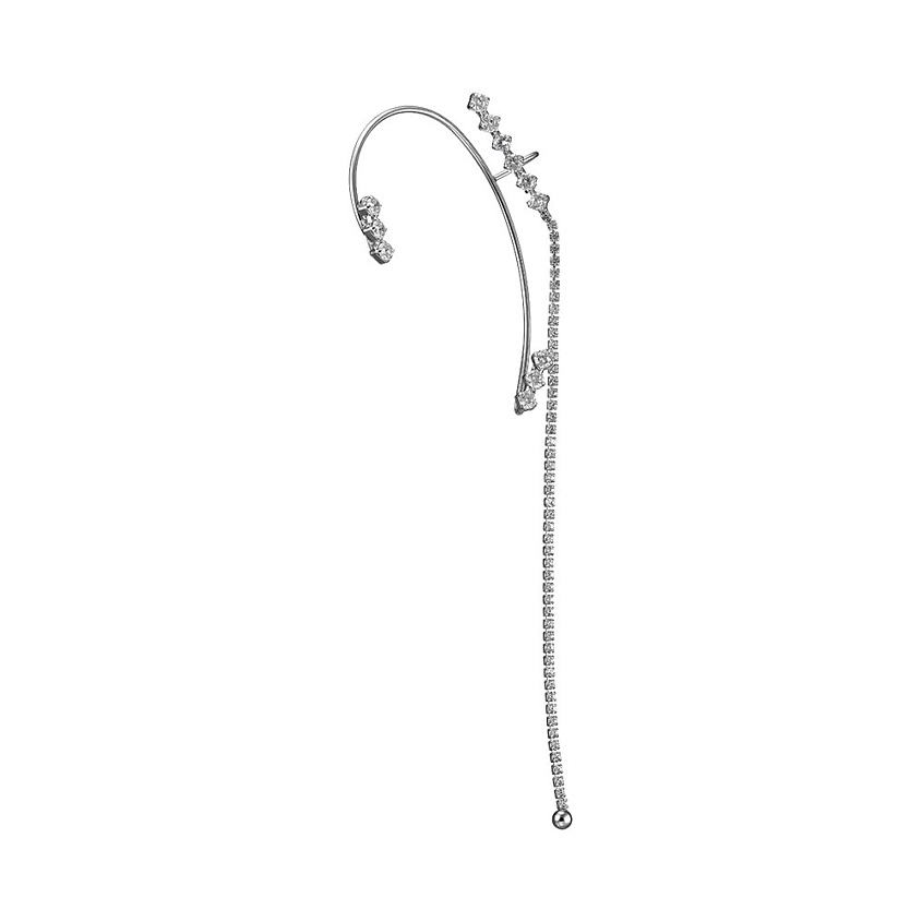 Изображение товара UVI JEWELLERY Стильный серебристый кафф с прозрачными кристаллами, Серебряный