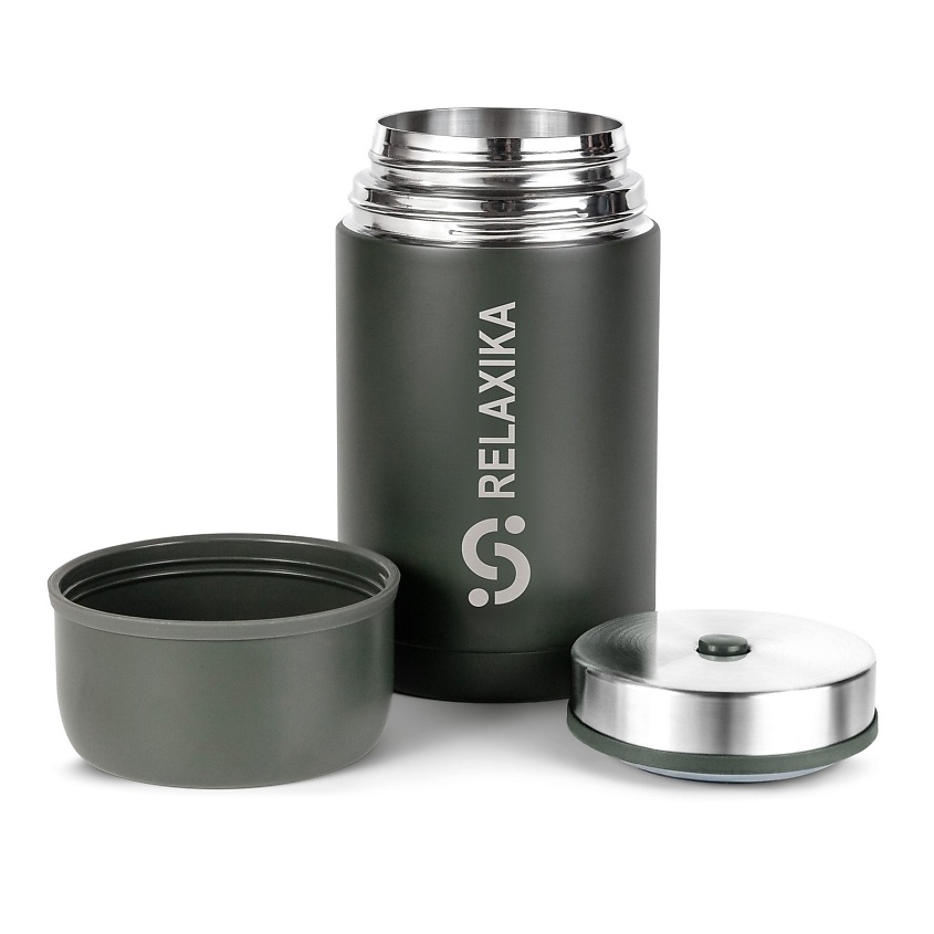 Изображение товара RELAXIKA Термос 1 литр для еды с широким горлом металлический, Хаки