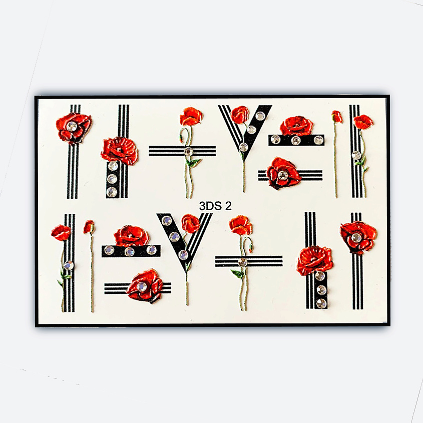 Изображение товара FREEDECOR Объемный 3D слайдер дизайн со стразами Маки V 1 шт. для ногтей