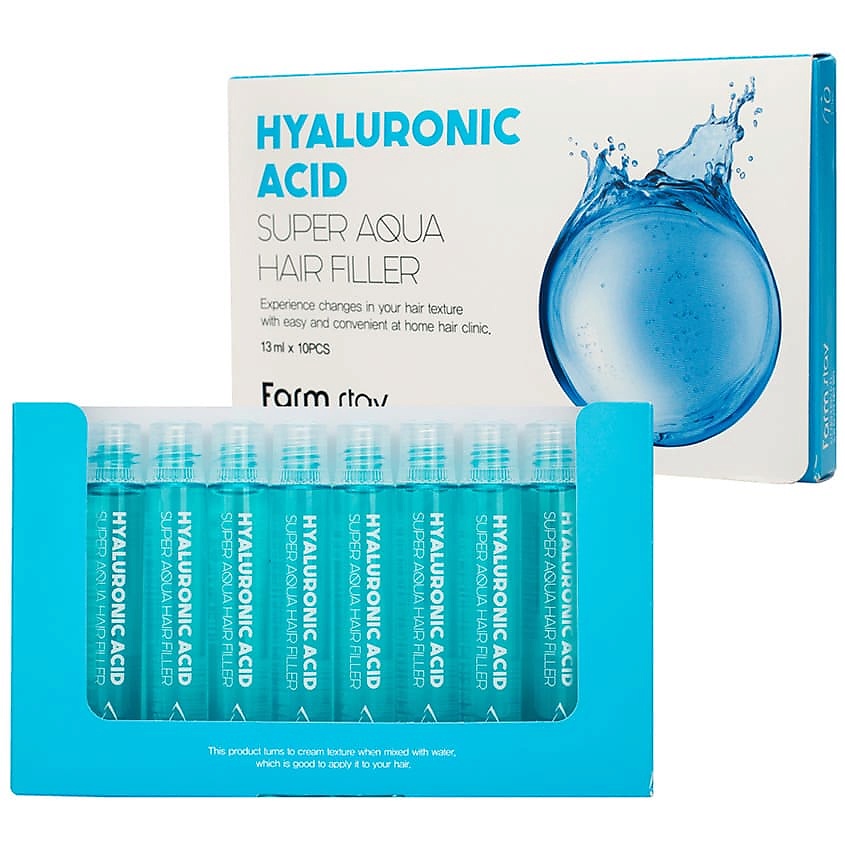 Изображение товара FARMSTAY Филлер для волос с гиалуроновой кислотой Hyaluronic Acid Super Aqua Hair Filler, 13 мл x 10 шт