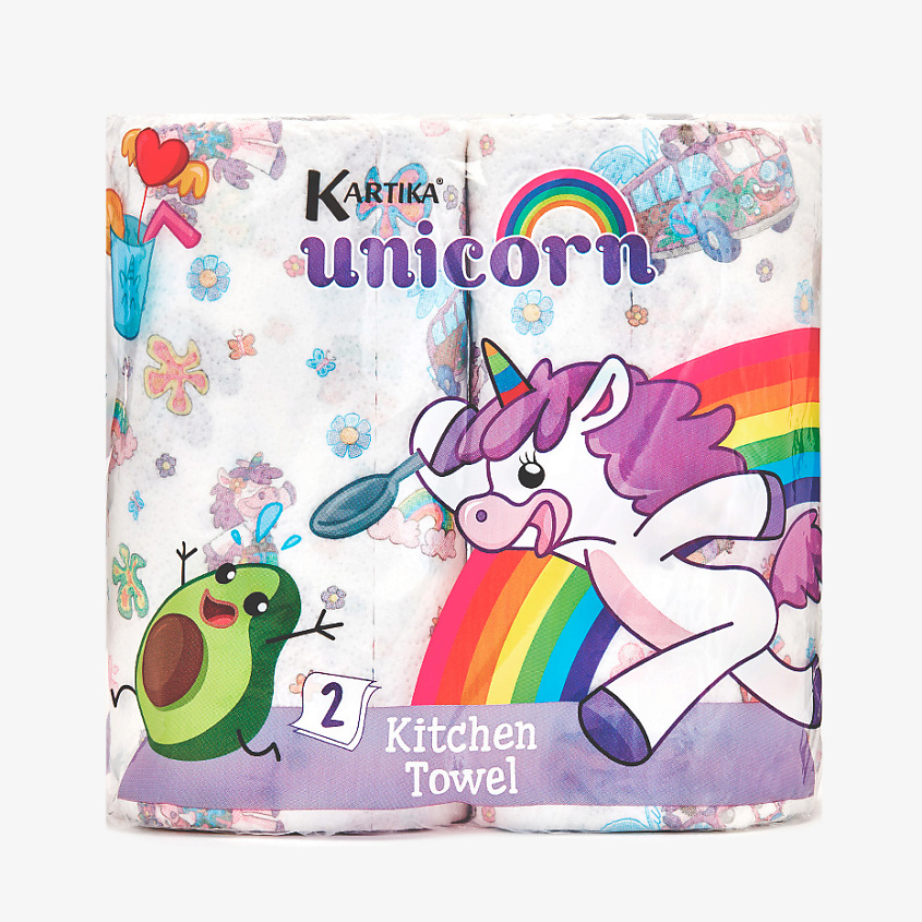 Изображение товара Кухонные бумажные полотенца KARTIKA Единорог 2 слоя 2 шт
