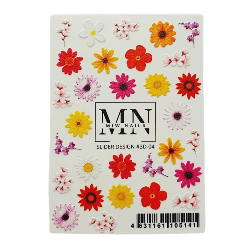 Изображение товара MIW NAILS Слайдер дизайн 3D Цветы для маникюра