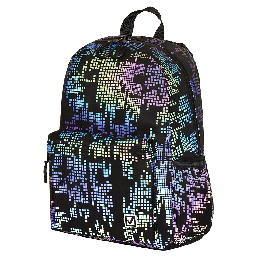 Изображение товара Рюкзак BRAUBERG BRIGHT Pixels светящийся рисунок черный женский