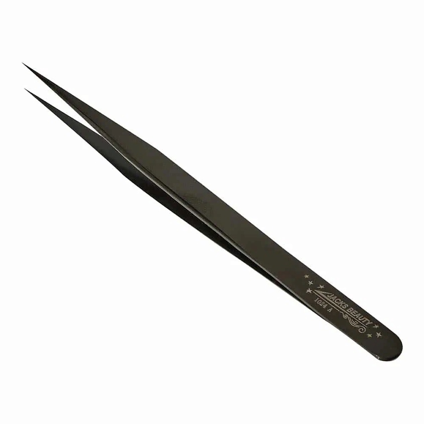Изображение товара JACKS.BEAUTY Пинцет стандартный прямой для наращивания ресниц ручная заточка, цвет: Черный, 1 цвет