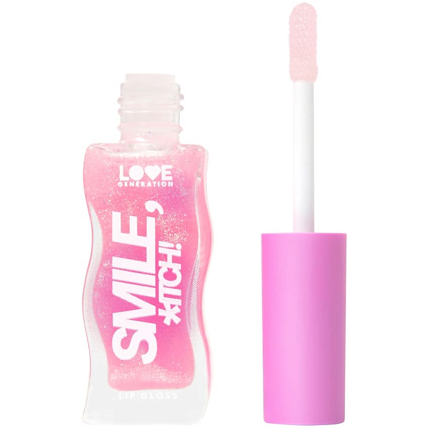 Изображение товара LOVE GENERATION Блеск для губ Smile, *itch! глянцевый, невесомая увлажняющая текстура, № 05 sexy hint - прозрачный с золотистыми сияющими частицами, 10 мл
