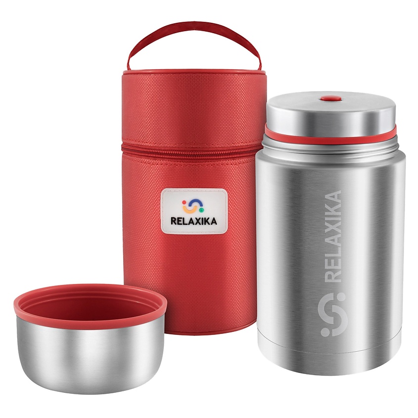 Изображение товара RELAXIKA Термос 1 литр для еды с широким горлом металлический, Серебряный