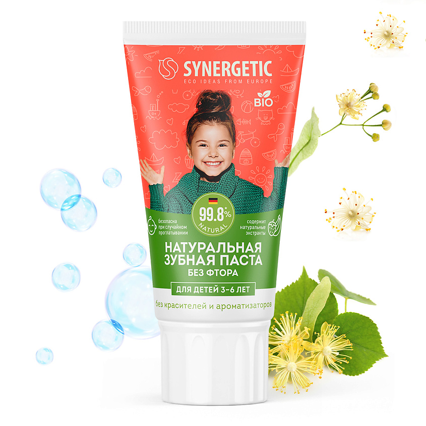 Изображение товара SYNERGETIC Детская зубная паста клубничка и банан, от 3 до 6 лет, 50 г