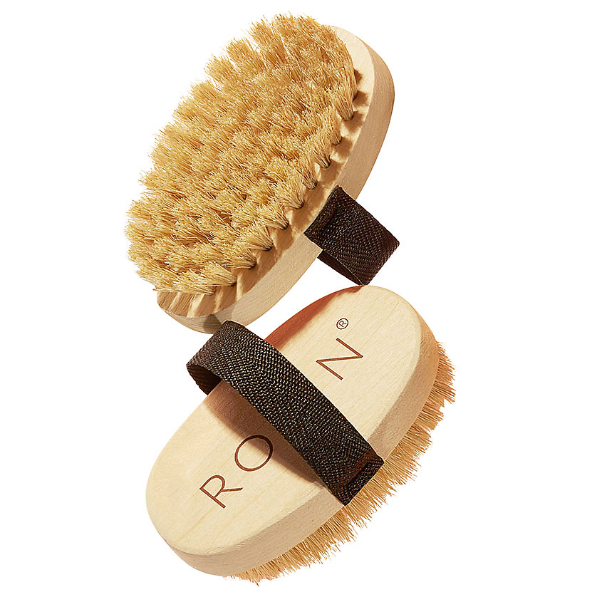 Изображение товара ROPIN Щетка для сухого массажа тела антицеллюлитная с щетиной кабана средней жесткости с ремешком, длина 14 см