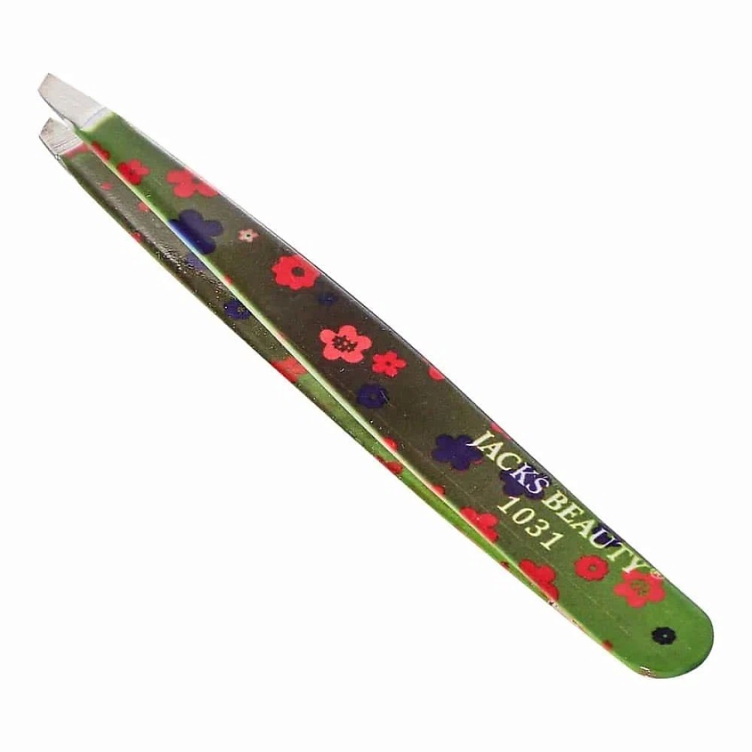 Изображение товара JACKS.BEAUTY Пинцет для бровей скошенный, цвет: Зеленый, 1 шт