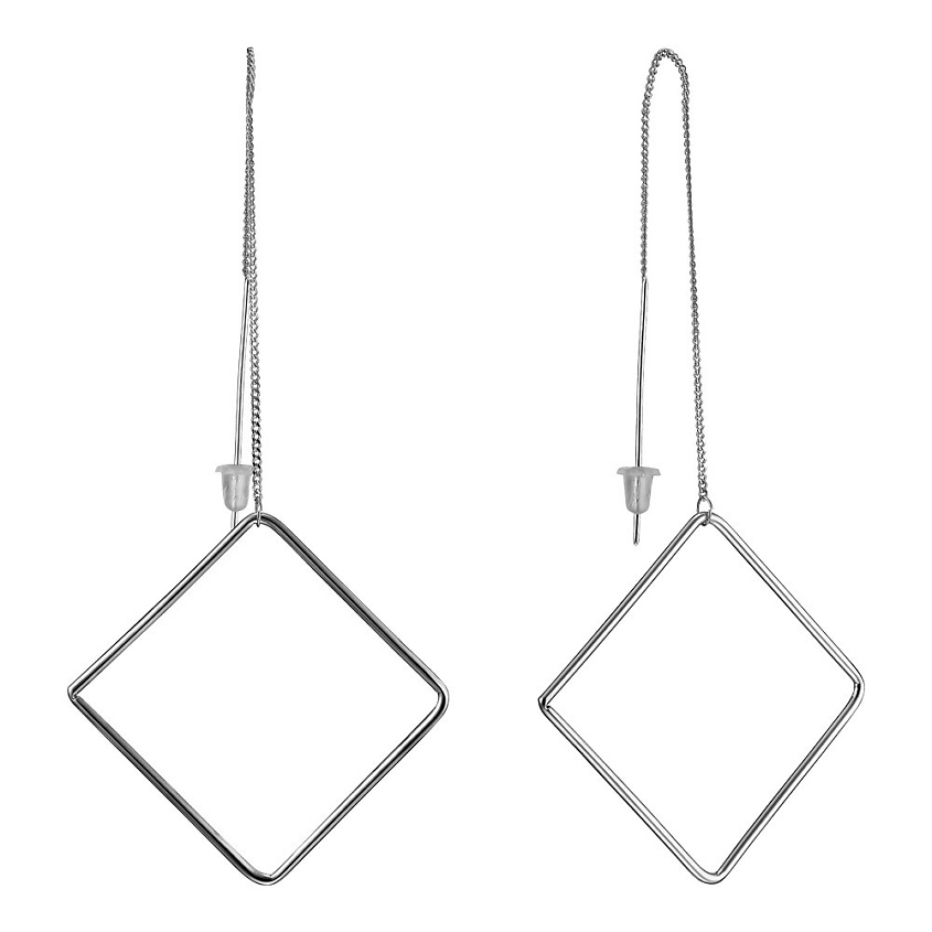 Изображение товара UVI JEWELLERY Серебристые серьги протяжки Квадраты, Серебряный