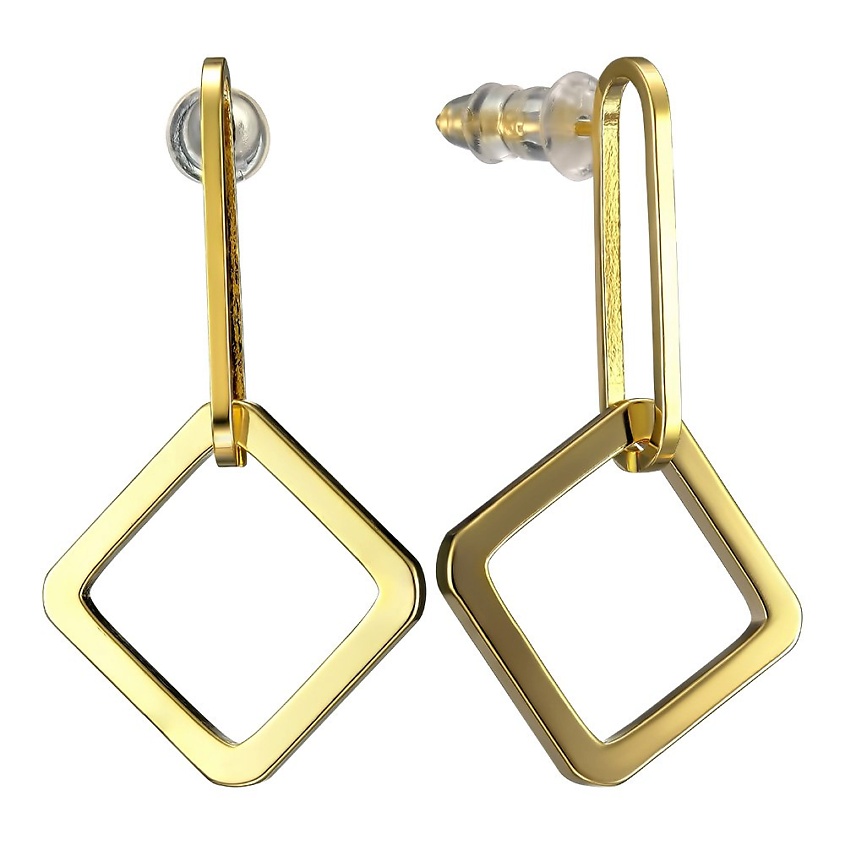 Изображение товара UVI JEWELLERY Серебристые серьги Квадраты, золотой