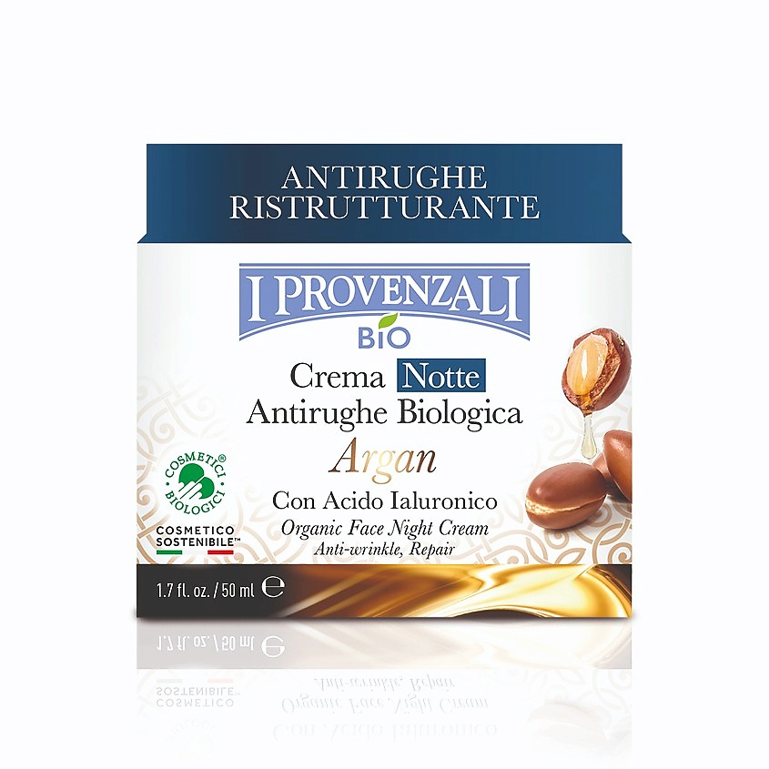 Изображение товара I PROVENZALI Органический ночной крем для лица против морщин Восстанавливающий с Арганом, 50 мл