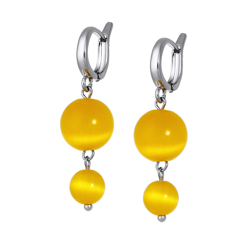 Изображение товара KOSHIKA Серьги из желтого кошачьего глаза, цвет: Желтый