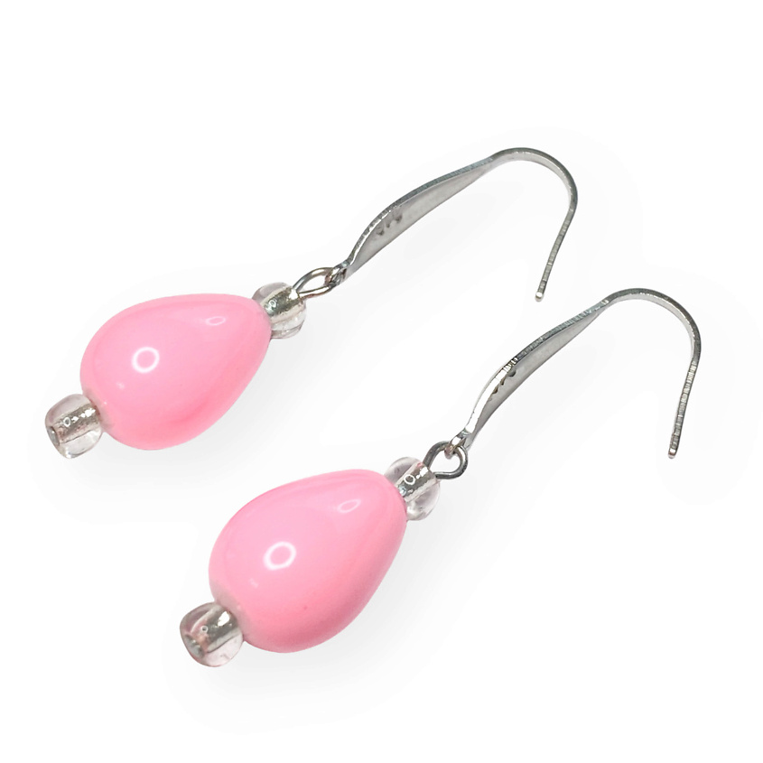 Изображение товара Длинные висячие женские серьги капли из стали с стеклом и эмалью