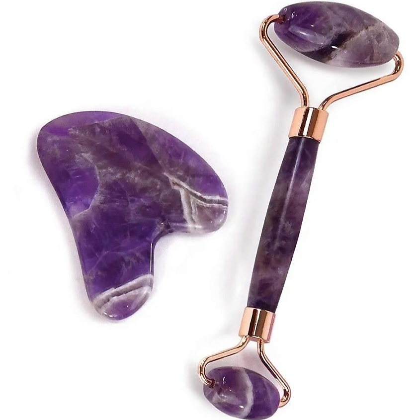 Изображение товара ЧИОС Набор для гуаша ролик + сердце в подарочной упаковке Аметист, 1 шт.