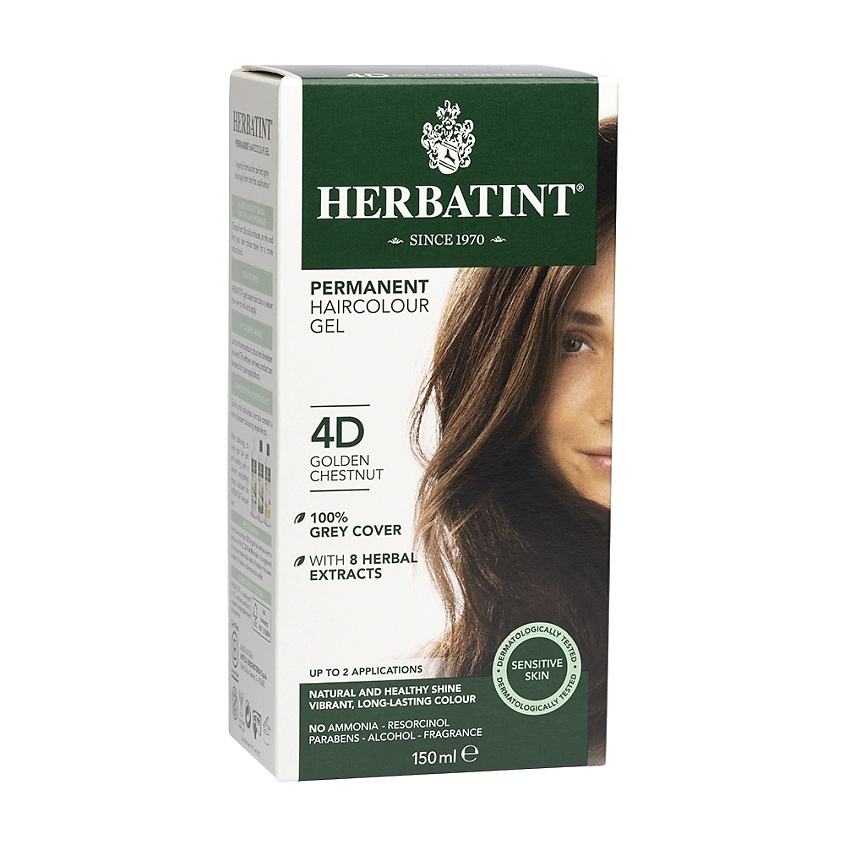Изображение товара HERBATINT Гель-краска для волос 150 мл, тон 4D ЗОЛОТИСТЫЙ КАШТАН