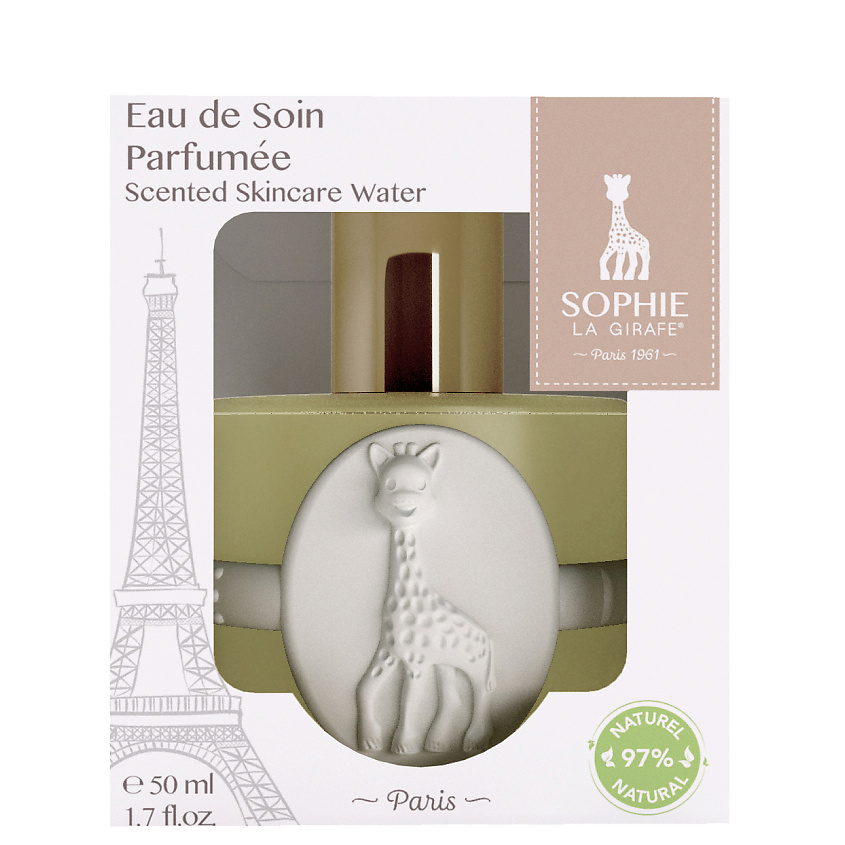 Изображение товара SOPHIE LA GIRAFE Набор Eau De Soin Parfumee c прорезывателем для зубов, Душистая вода 50 мл + прорезыватель для зубов