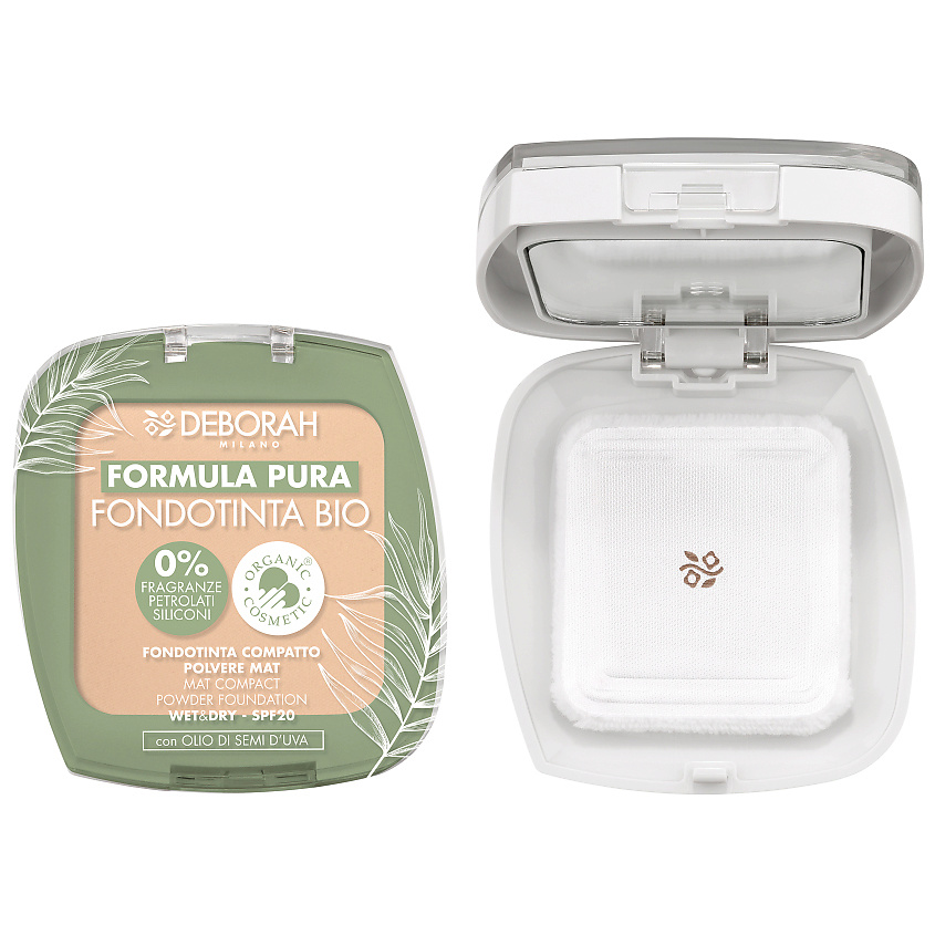 Изображение товара DEBORAH MILANO Тональная пудра-основа Formula Pura Fondotinta Bio, № 01 белоснежный, 9 г