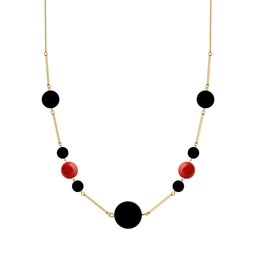 Изображение товара KOSHIKA Колье с черным (агатом) ониксом Супрематизм, цвет: Красный
