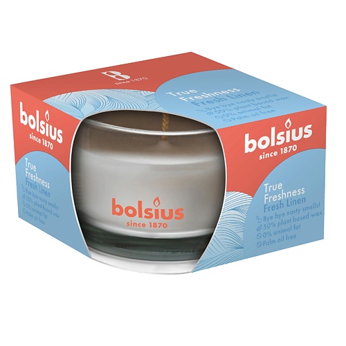 

BOLSIUS Свеча в стекле арома True freshness хлопок 302, Свеча в стекле арома True freshness хлопок