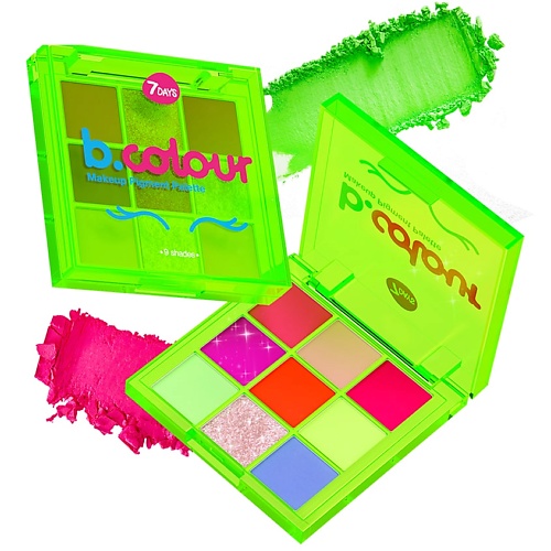 7DAYS Палетка теней для век BCOLOUR 9 цветов матовые с блестками нюд 470₽