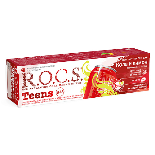 

R.O.C.S. Зубная паста для школьников Кола и лимон TEENS 74.0, Зубная паста для школьников Кола и лимон TEENS