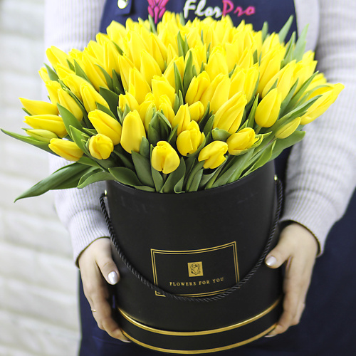 

FLORPRO 101 желтый тюльпан в коробке, 101 желтый тюльпан в коробке