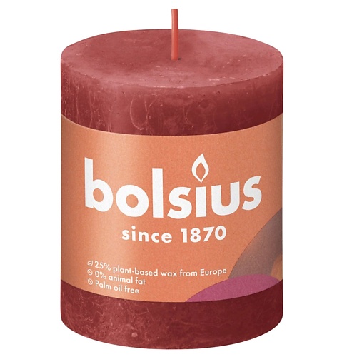 

BOLSIUS Свеча рустик Shine красная 260, Свеча рустик Shine красная