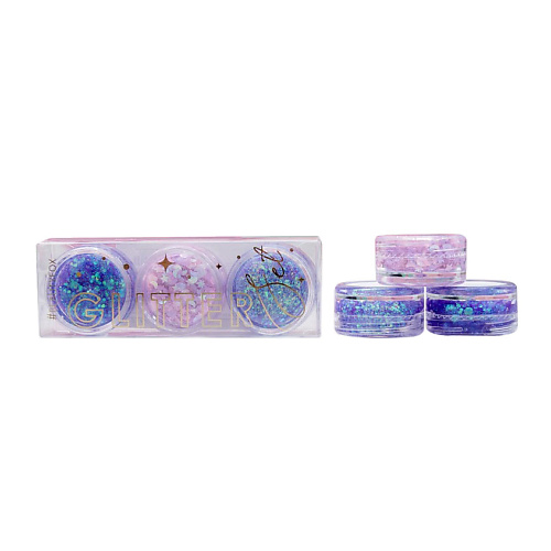 

BEAUTY FOX Набор блёсток для лица и тела на гелевой основе GLITTER SET, 3 цвета, Набор блёсток для лица и тела на гелевой основе GLITTER SET, 3 цвета