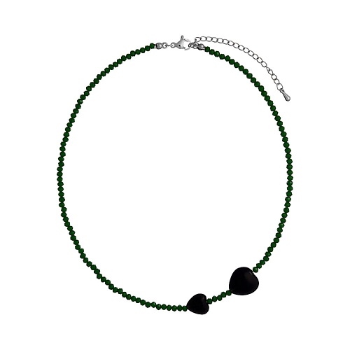 

UVI JEWELLERY Колье Сердца с черными кристаллами, Колье Сердца с черными кристаллами