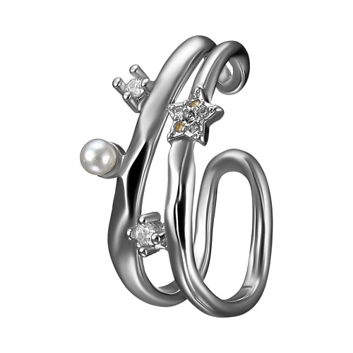 

UVI JEWELLERY Серебристый кафф с жемчугом и прозрачными кристаллами, Серебристый кафф с жемчугом и прозрачными кристаллами